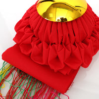 Red Flower Ball with Golden Mirror Hanging Ornament for Home Decor and Feng Shui
