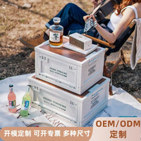 Outdoor Camping Storage Box Car Trunk Home Multi-functional Organizer Side-Opening Camping Wooden Lid Foldable Container