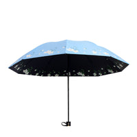 Double-Sided Floral Print 10-Rib Folding Sun Umbrella for Outdoor UV Protection