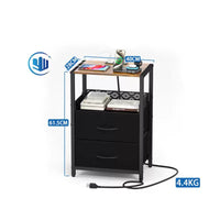Nightstand with Charging Station and Storage Drawers, Side Table with USB Ports and Outlets