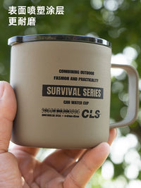 Outdoor 304 Stainless Steel Double-Layer Insulated Coffee Mug with Lid for Camping & Picnic