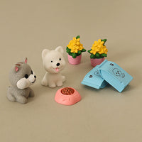 Miniature Dog Figurines 4-Piece Set for Dollhouse Decoration and Micro Landscape