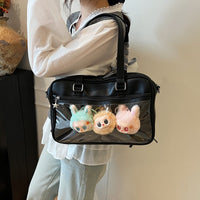 Japanese Style Commuter Crossbody Tote Bag with Clear Window, Large Capacity Shoulder Handbag for Women