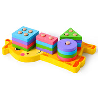 Wooden Cartoon Animal Geometric Stacking Toy for Kids, Educational Block Set for Preschool Intelligence Development