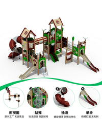 Outdoor Large PE Slide Playground Equipment for Kids, Stainless Steel Combination Park Facility