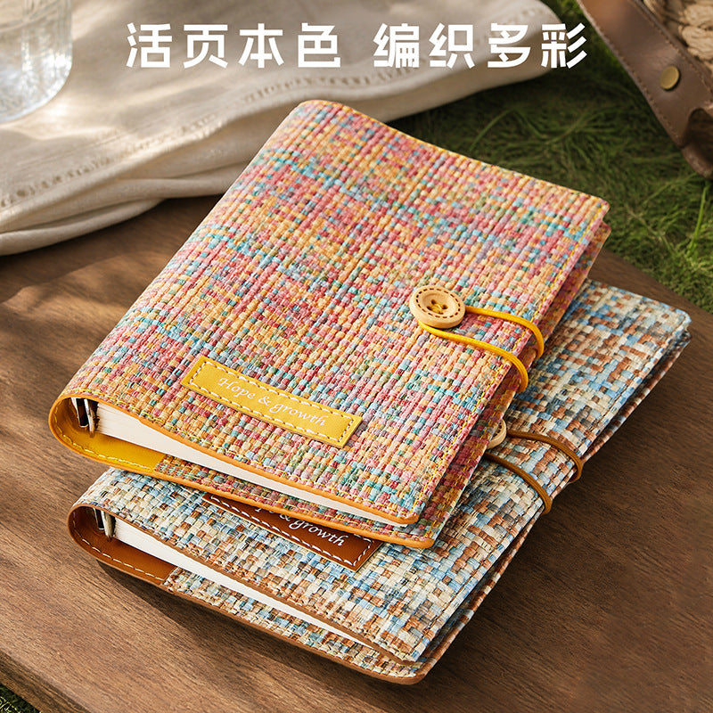 A6 Korean Style Woven Strap Journal Notebook with Loose-Leaf Pages