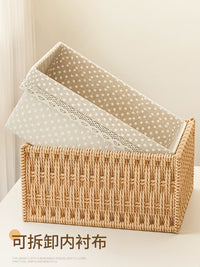 Handwoven Rattan Storage Basket for Desktop, Snacks, Remote Control, Keys, Entryway Decor