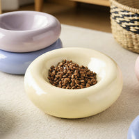 Donut Ceramic Pet Bowl for Cats - Anti-Tip Food and Water Dish