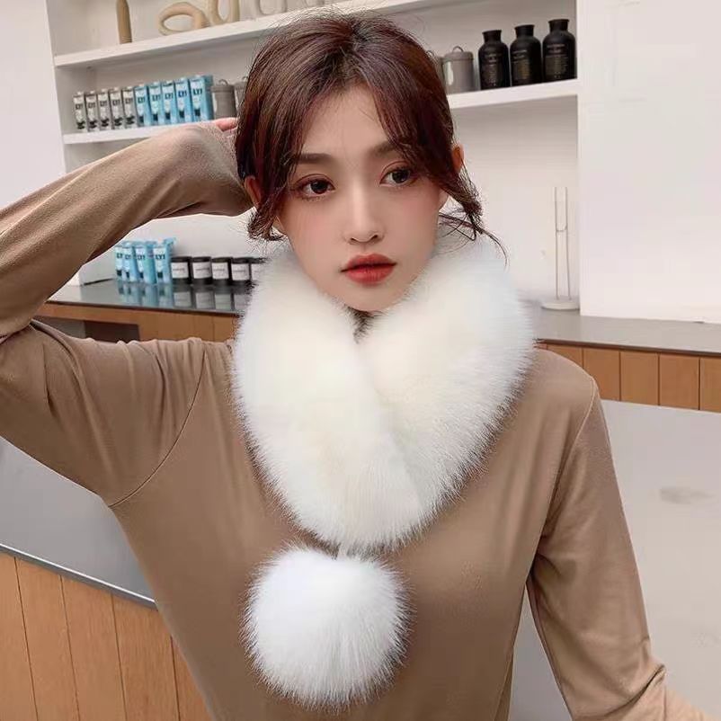 Korean Style Plush Scarf for Women, Fashionable Warm Neck Warmer, Thickened Cold Protection
