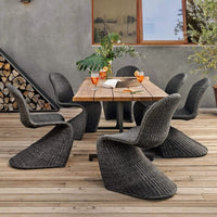 Outdoor Wicker Rattan Dining Set with Single Chair and Coffee Table, Weatherproof Garden Patio Furniture