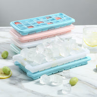 Silicone Ice Cube Tray with Lid for Homemade Ice Balls and Baby Food, Small Quick Freezer Mold for Refrigerator