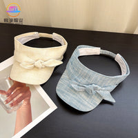 Korean Style Twist Knot Linen Empty Top Sun Visor for Women, Casual Outdoor UV Protection Hat
