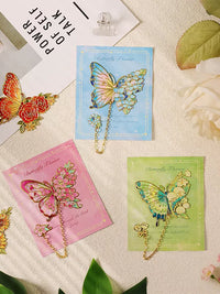 Creative Butterfly Floral Metal Hollow Brass Bookmark with Pendant, Vintage High-Value Colored Stationery for Students and Gifts