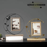 Creative Double-Sided 6-Inch Photo Frame, Luxury Iron Art Picture Holder for Home Decor, Couple Gift, Wedding Display