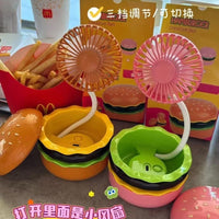 Portable USB Rechargeable Hamburger Mini Fan for Desk, Home, or Outdoor Use - Ideal Kids' Gift