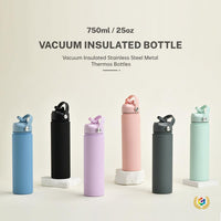 750ml Stainless Steel Vacuum Insulated Water Bottle with Wide Mouth and Handle for Outdoor Sports