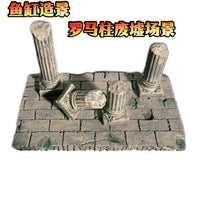 Aquarium Roman Column Ruins Decoration Fish Tank Ornament Resin Craft for Fish and Shrimp Hideout