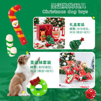Christmas Pet Dog Toy Set with Squeaker and Chew Rope for Boredom Relief