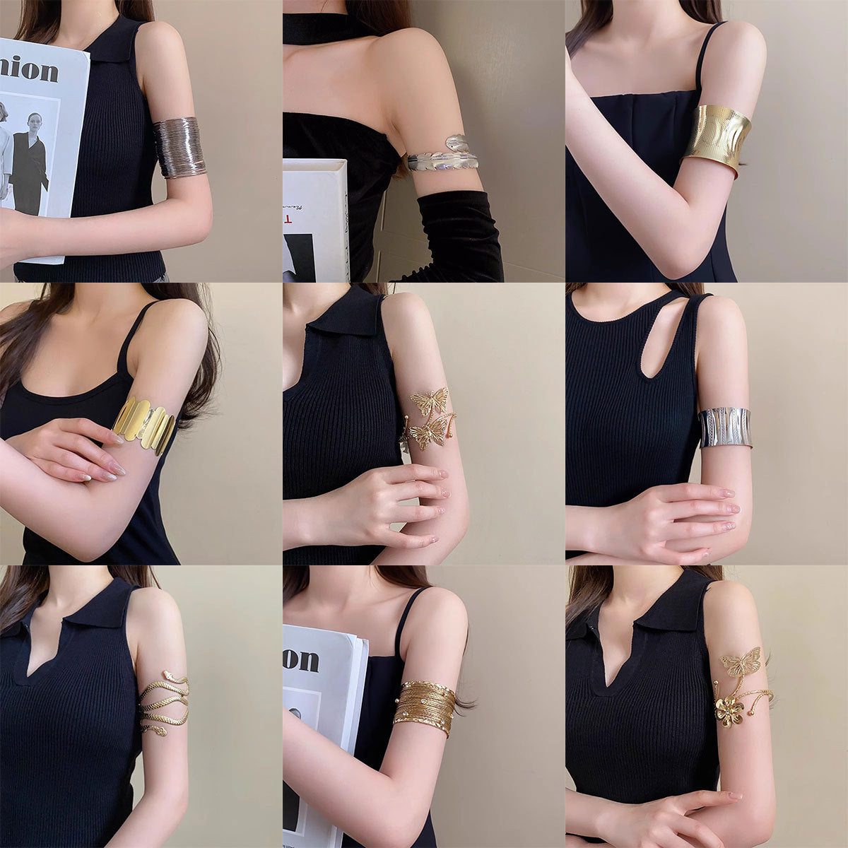 Gothic Lolita Cyberpunk Y2K Metal Arm Cuff Bracelet