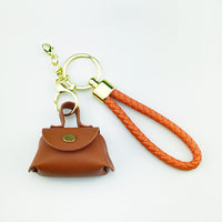 Mini Leather Braided Coin Purse Keychain Pendant for Bags