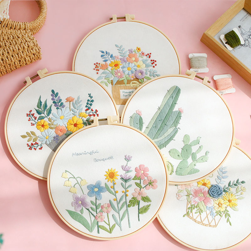 DIY Embroidery Kit for Beginners - Ribbon, Cross Stitch, or Punch Needle Craft Set