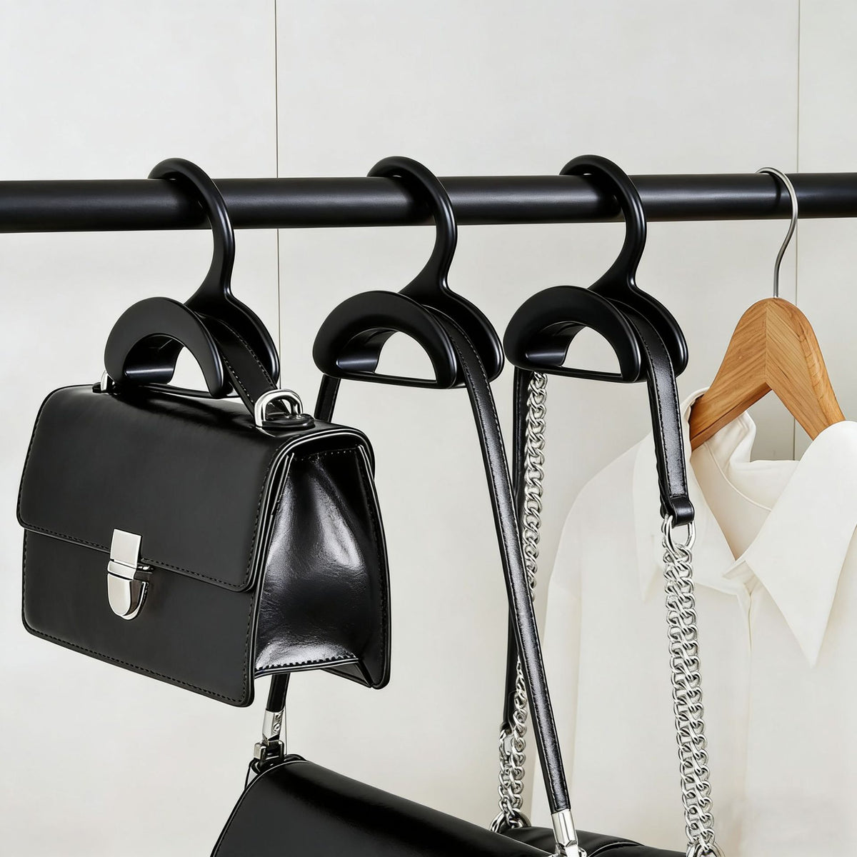 Stackable Handbag Hanger Closet Organizer for Purses, Hats, and Scarves - Multi-functional Wall-mounted Storage Rack