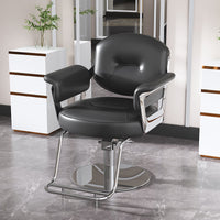 Adjustable Hydraulic Barber Chair with Stainless Steel Armrests for Hair Salon