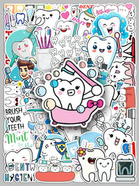 100 Pcs Dental Care Cartoon Stickers for DIY Decoration, Waterproof and Residue-Free