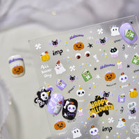 tomononi 3D Embossed Nail Art Stickers for Kids - Dark Style Halloween Theme
