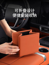 Car Armrest Storage Box with Foldable Trash Can and Umbrella Holder