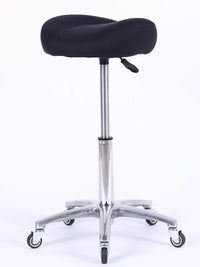 Ergonomic Saddle Stool with Backrest, Adjustable Height, Silent Wheels, for Salon and Workshop