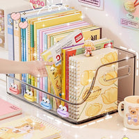 Acrylic Desktop File Organizer with Slanted Opening for Books and Stationery