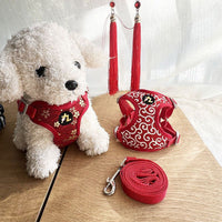 Japanese Style Cherry Blossom Dog Harness and Leash Set for Small to Medium Breeds