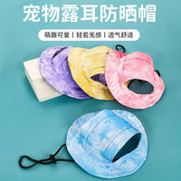 Pet Sun Protection Fisherman Hat with Ear Holes and Adjustable Drawstring for Dogs and Cats