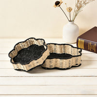 Hand-Woven Two-Tone Paper Rope Storage Tray for Home Decor and Desktop Organization