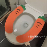 Cute Cartoon Fruit Toilet Seat Cover, Plush Warm Toilet Ring Cushion with Velcro for Winter