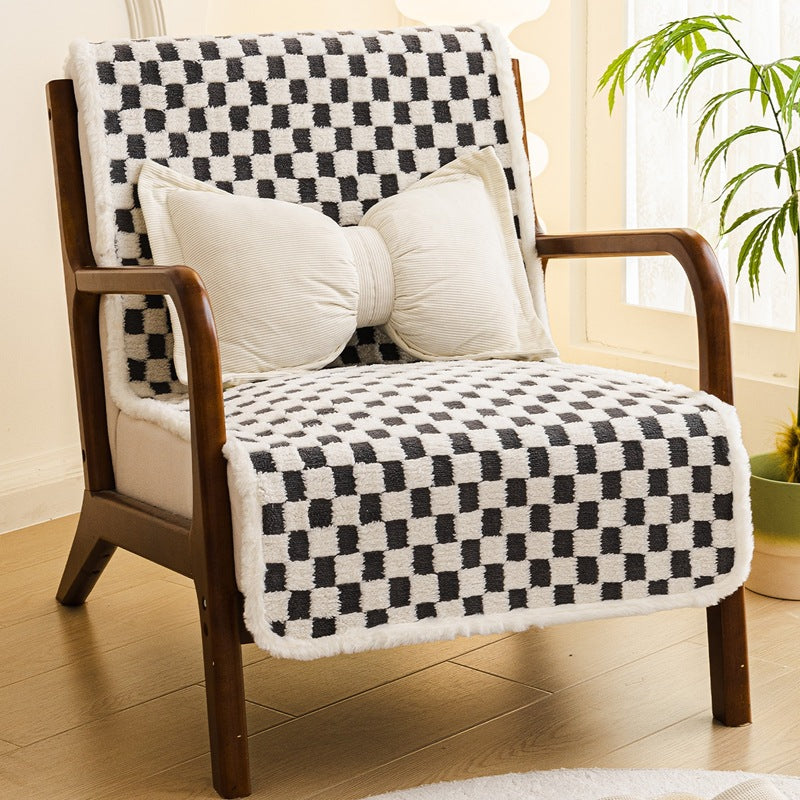 Plush Recliner Cushion with Backrest for Office Chairs and Folding Beds, Thickened Non-Slip