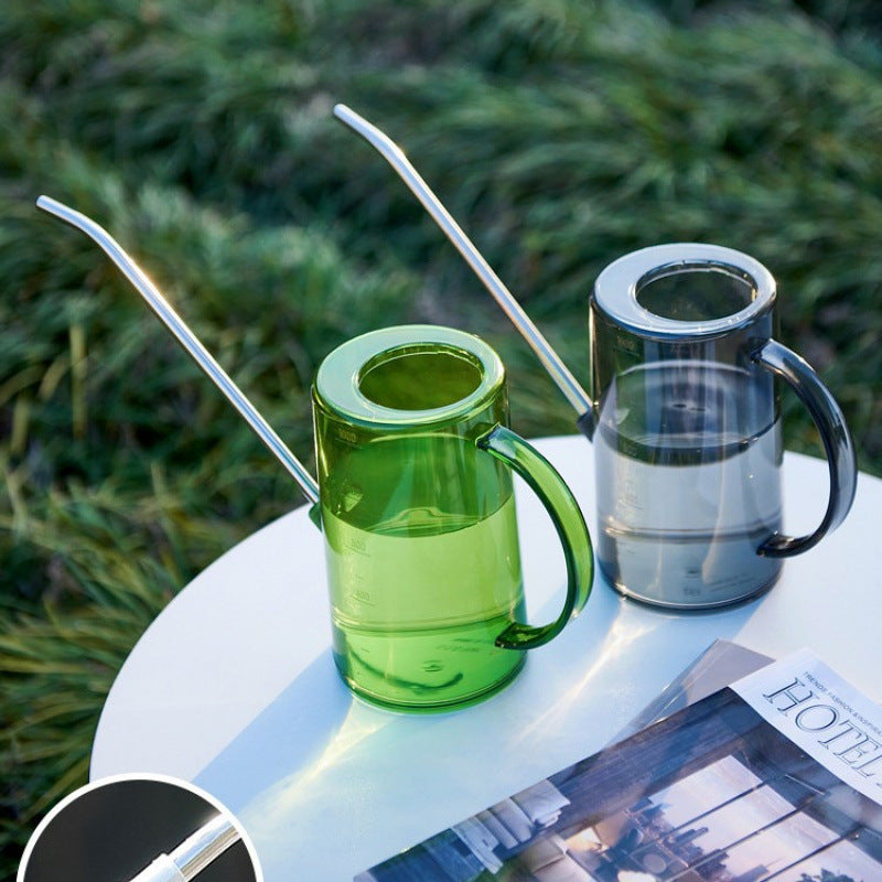 Clear Stainless Steel Long Spout Watering Can for Garden & Indoor Plants