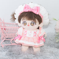 Doll Clothes Dress with Headband for 10/20cm Cotton Dolls