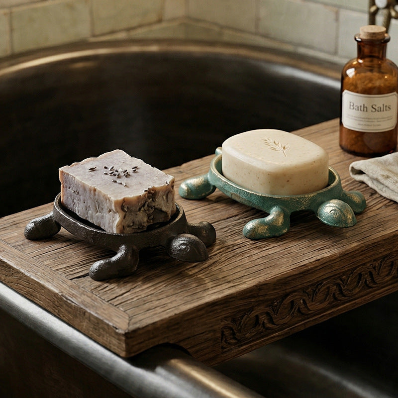 European Vintage Cast Iron Turtle Decorative Soap Dish for Home Bathroom Garden