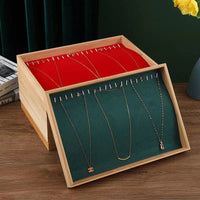 Bamboo Wood Necklace and Bracelet Display Tray for Jewelry Organization