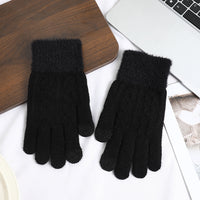 Winter Touchscreen Knitted Gloves with Plush Lining for Outdoor Cycling and Warmth