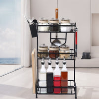 Thickened Under-Sink Kitchen Storage Rack Double-Layer Pull-Out Organizer Multi-functional Spice Rack