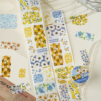 YINIAO Blue Yellow Floral Washi Tape for DIY Scrapbooking & Journal Decoration
