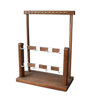 Solid Wood & Iron Double-Layer Jewelry Organizer Stand for Necklaces, Bracelets, and Earrings