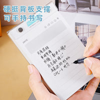 Acrylic Hardcover Tear-Off Notepad with Clip, Portable Mini Notebook with Detachable Lined/Grid Pages