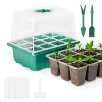 Adjustable Humidity 12-Cell Seed Starter Tray Kit with Dome Lid, 5 or 10 Pack