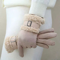 Women's Winter Warm Touchscreen Gloves with Lambswool Lining for Outdoor Cycling Skiing