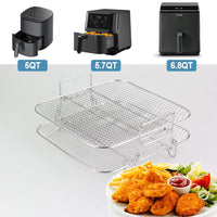 Air Fryer Silicone Pot Double Layer Rack for 7.5L-8L Dual Basket Air Fryers