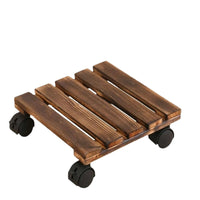 Square Wooden Plant Pot Caddy with Wheels or Stationary Base for Balcony & Outdoor Use